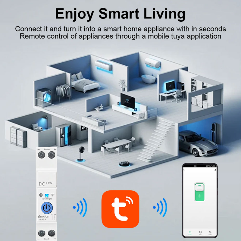 Smart Life Tuya WIFI 1P w/ Neutral Switch Breaker | 8-90V DC 40A