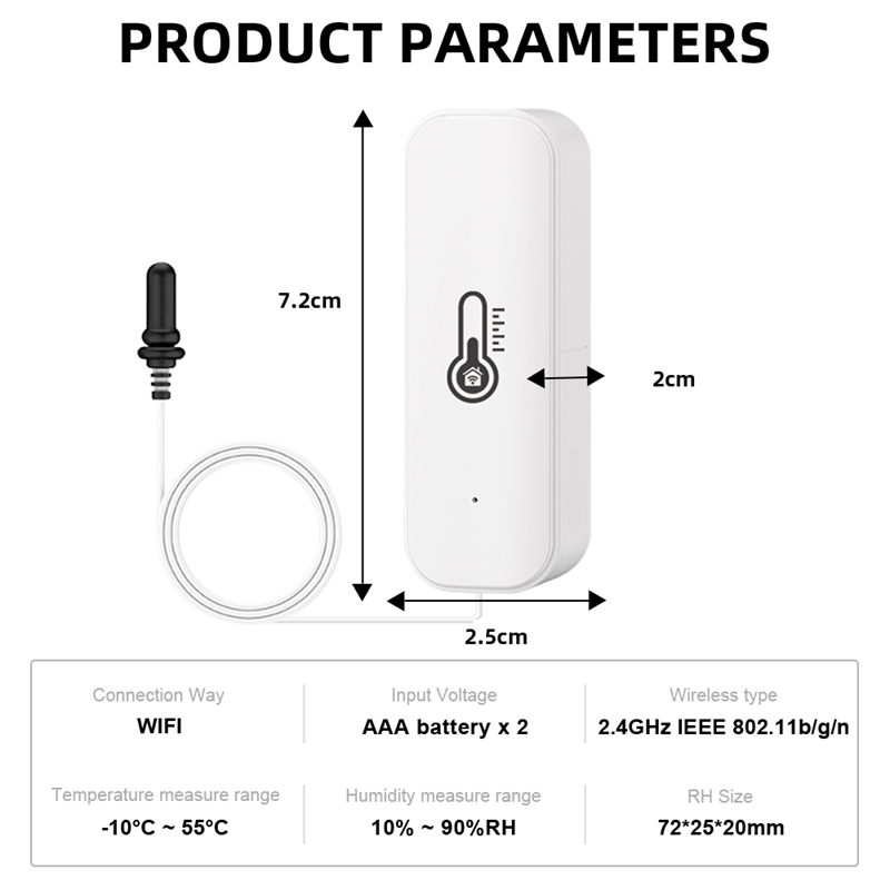 Smart Life Tuya WIFI Temperature & Humidity Sensor w/ External Temperature Probe | 3V
