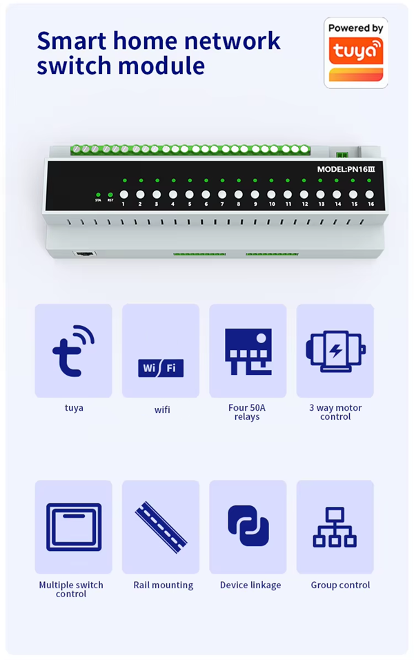 Smart Life Tuya WIFI 16CH Switch Relay | 100V-220V 50A 11KW / 16A 3KW