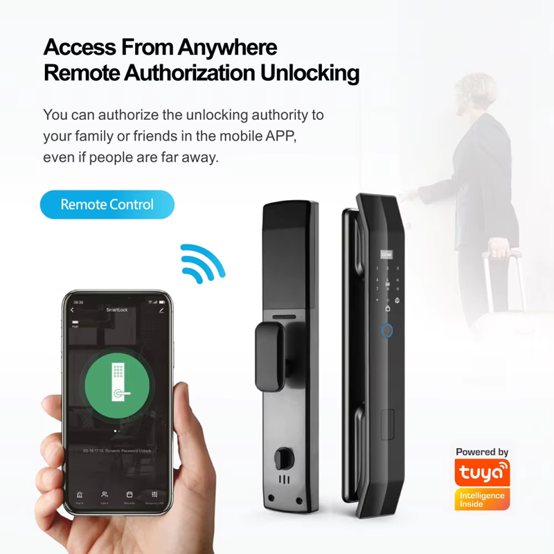Smart Life Tuya WIFI Door Handle Fingerprint Keypad Card Doorbell Lock | D14 | Black