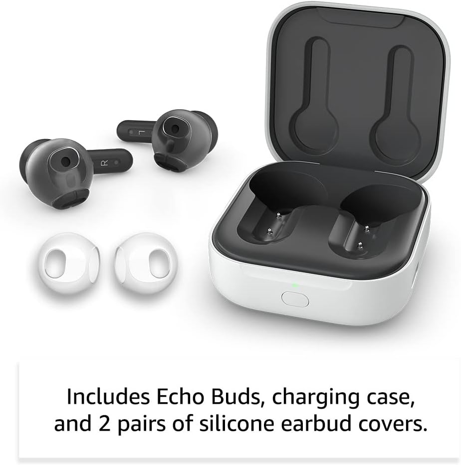 All-new Echo Buds (2023 Release) True Wireless Bluetooth 5.2 Earbuds with Alexa, charging case Black