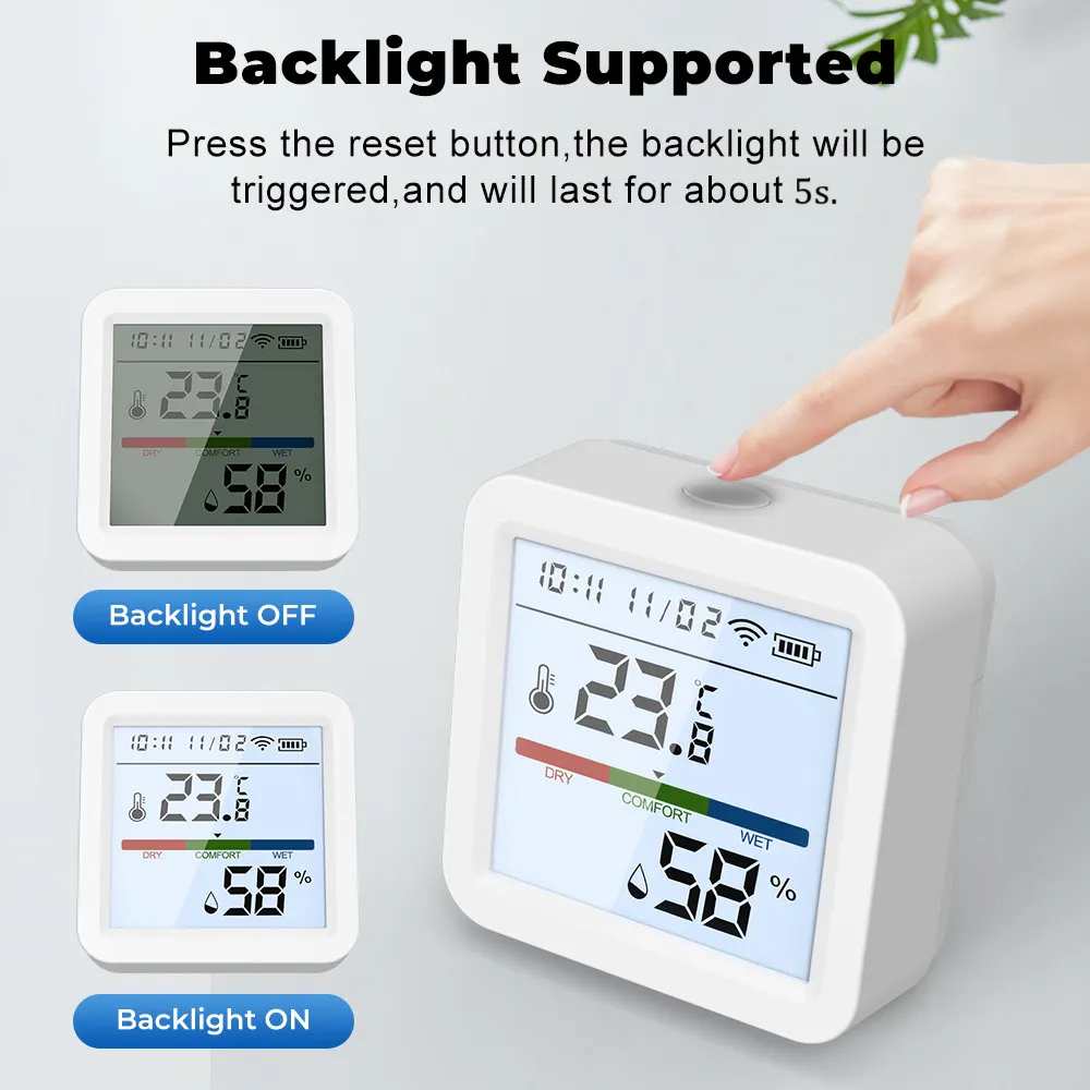 Smart Life Tuya WIFI Temperature Humidity Sensor w/ Clock Date w/ Backlight