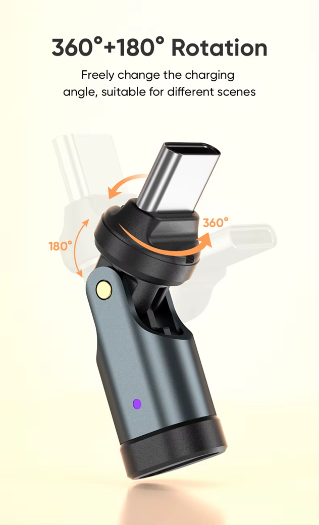 USB C to USB C Adaptor | 240W 48V 5A | Data Transfer Fast Charging | 360° 180° Rotatable | Black