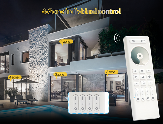 Wireless 2.4G RF Remote Controller | 4 Zones | Single Colour | Dimming | 3V | RC01RF | Black
