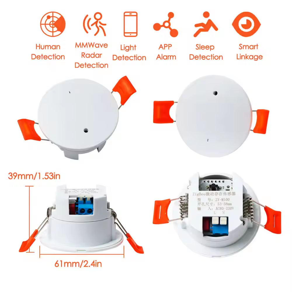 Smart Life Tuya WIFI Human Presence Motion Detector w/ Light Lux Sensor | 250V | In Ceiling