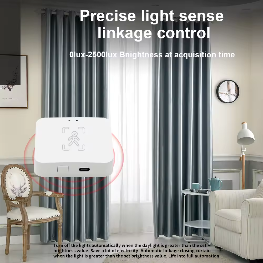 Smart Life Tuya WIFI Human Presence Motion Detector w/ Light Sensor | 5V | Wall/ Ceiling Mounted