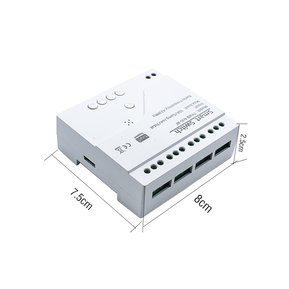 Smart Life Tuya Zigbee 4CH 5V or 7-32V Door Gate Garage Opener Inching Relay Module with RF433Mhz