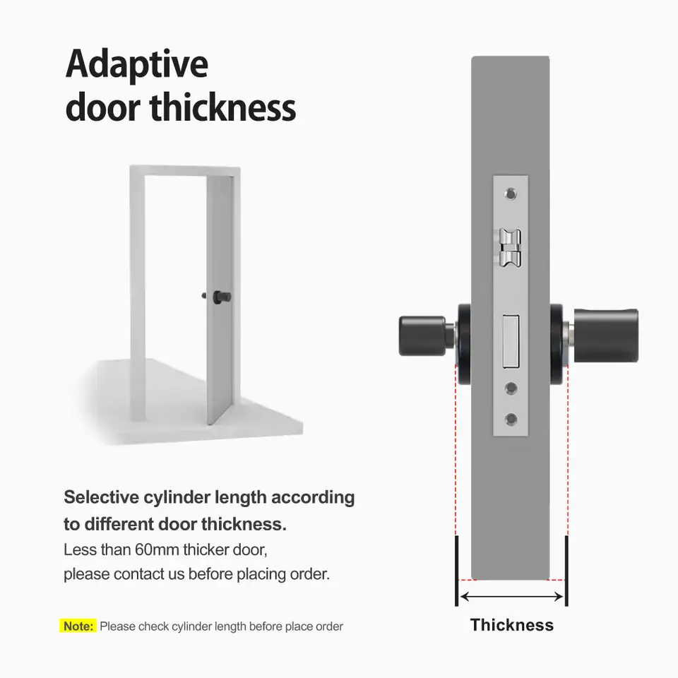 Smart Life Tuya Bluetooth Access Control Fingerprint Card Smart Key Cylinder Door Lock (Silver)