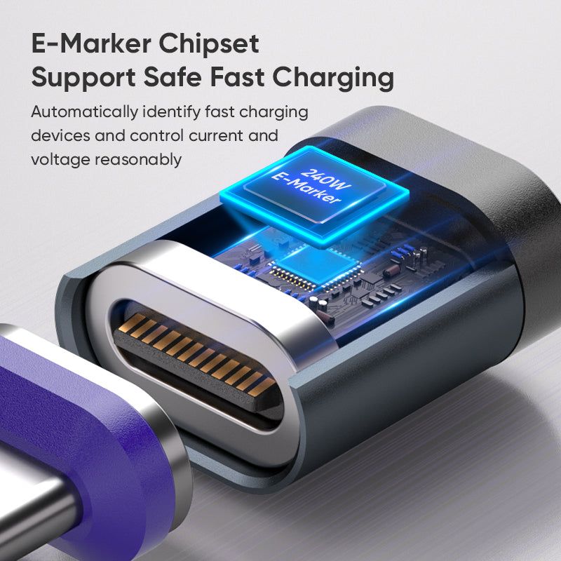 USB-C to USB-C Magnetic Adaptor | USB4 40Gbps 8K | 240W 48V 5A | Data Transfer Fast Charging | Silver