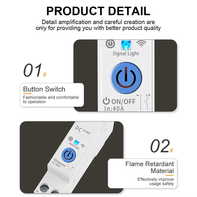 Smart Life Tuya WIFI 1P w/ Neutral Switch Breaker | 8-90V DC 40A