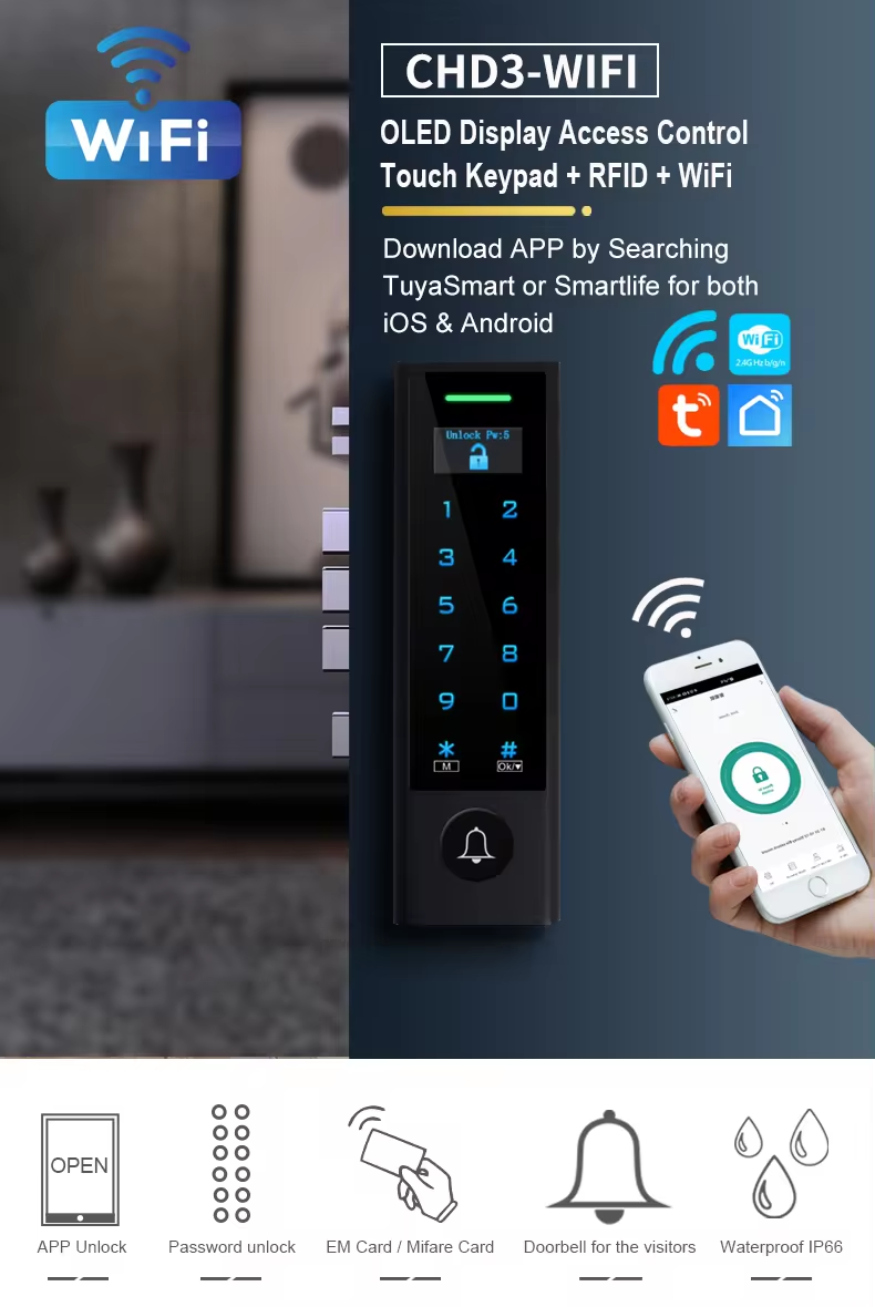 Smart Life Tuya WIFI Waterproof 12V Access Control Keypad Card Doorbell Gate Garage CHD3