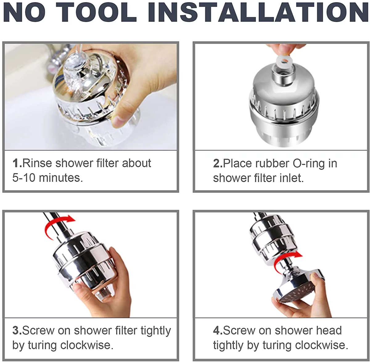 15 Stage High-Output KDF Ionic Clean Shower Water Filter (Chrome Plate ...