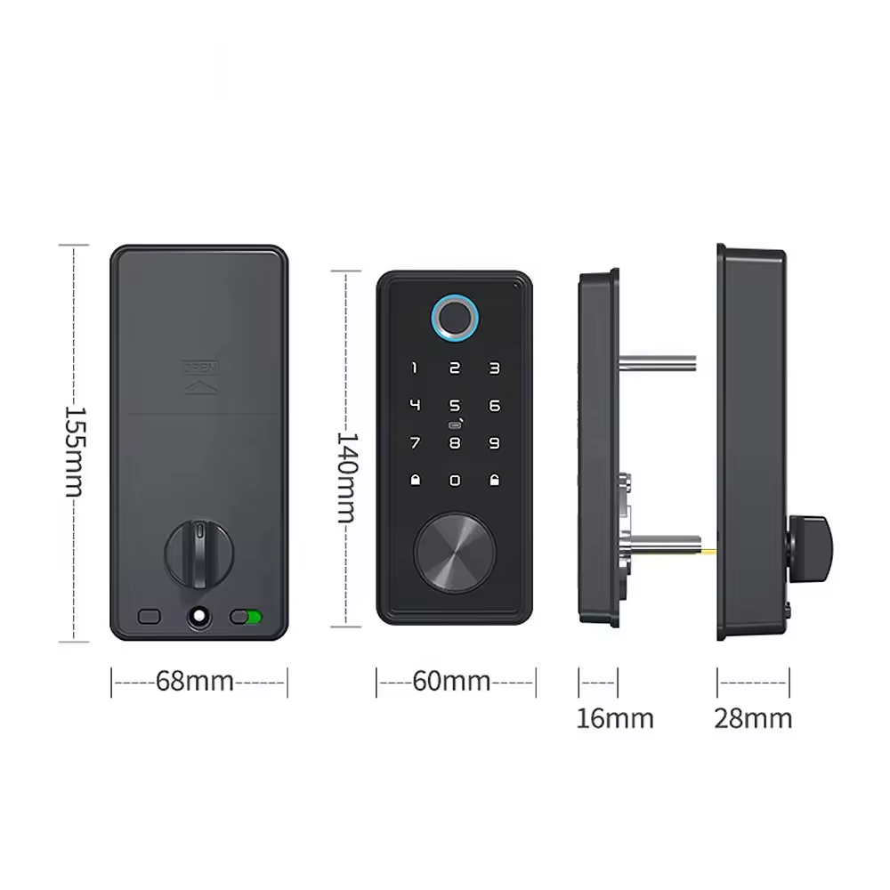 Smart Life Tuya WIFI Access Control Fingerprint Keypad Card Door Lock T1 (Black)