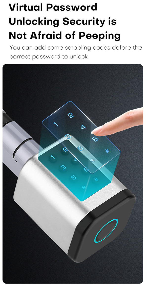 Smart Life Tuya Bluetooth Door Cylinder Lock Fingerprint Keypad Card Key | Silver & Black