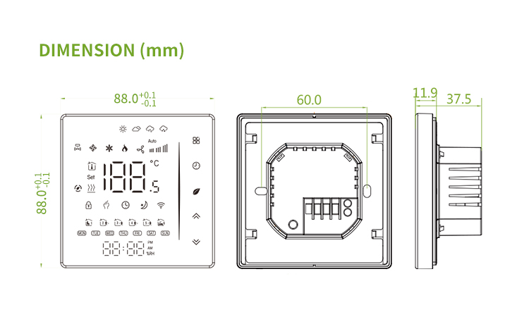 Smart Life Tuya WIFI Thermostat LCD Display Touch Screen Floor Heating Temperature Controller (White)