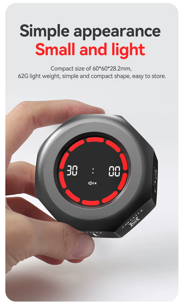 Flip Digital Timer Octagon – 1/3/5/15/30/60/90 Min Gravity Countdown/ Timer | White