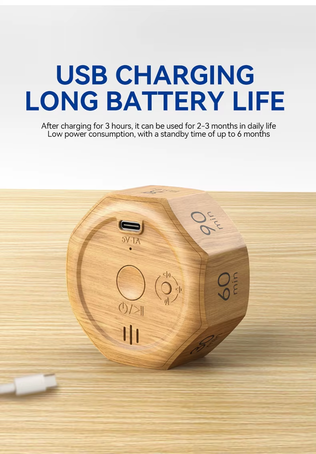 Flip Digital Timer Octagon – 1/3/5/15/30/60/90 Min Gravity Countdown/ Timer | Wood