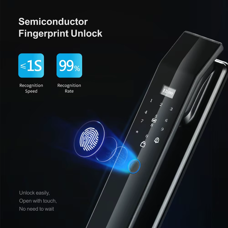 Smart Life Tuya WIFI Door Handle Fingerprint Keypad Card Doorbell Lock | D14 | Black