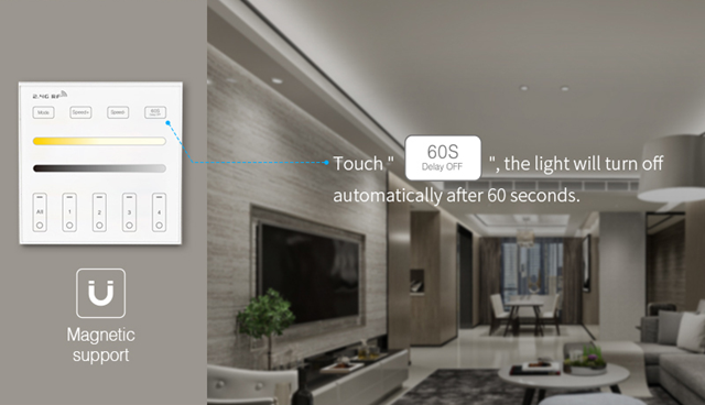 Wireless Touch 2.4G RF Remote Controller | 4 Zones | CCT | Dimming | 3V | WR02RF | White