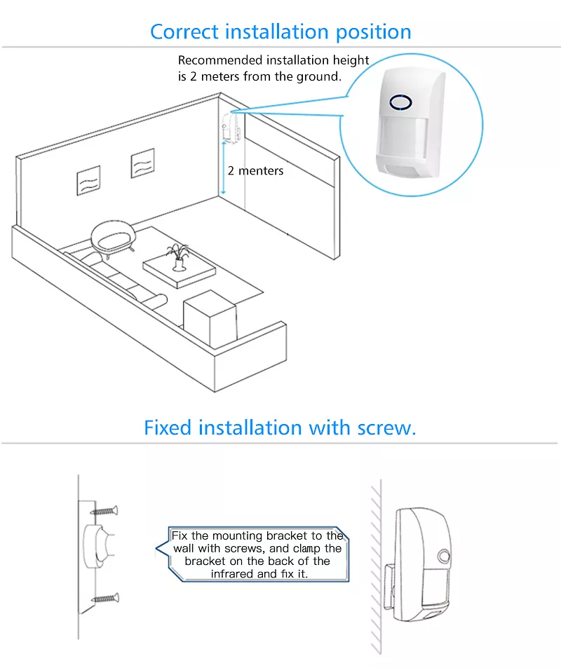 Smart Life Tuya WIFI Wall Mounted Wireless PIR Motion Sensor Detector | 3V