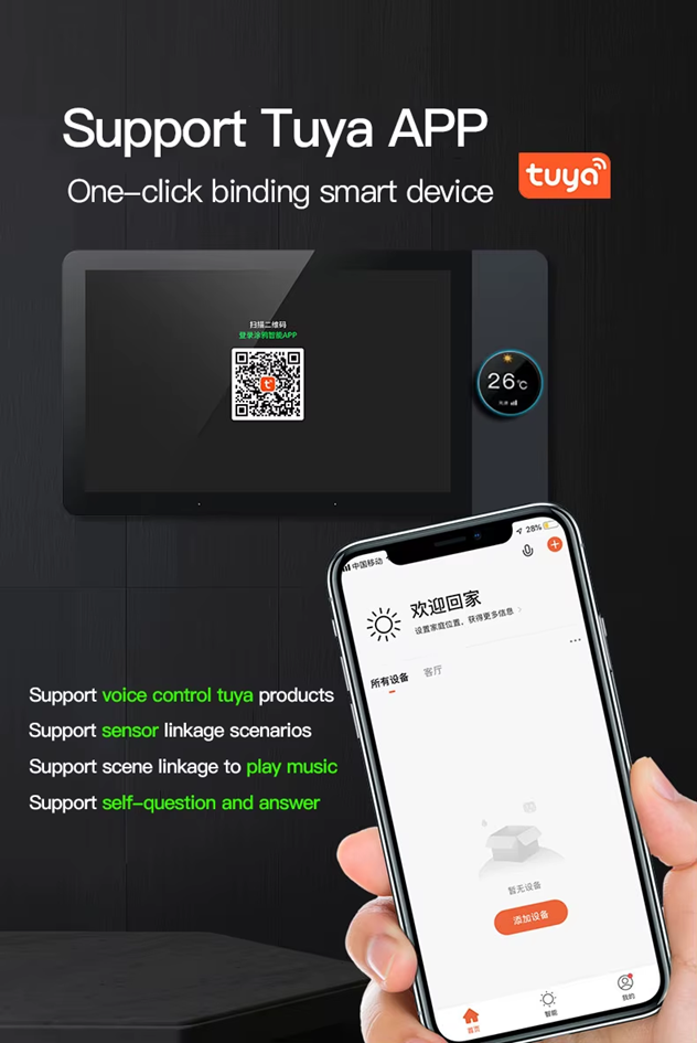 Smart Life Tuya WIFI 8 inch In-Wall Touch Screen Control Panel w/ Zigbee Gateway, RJ45