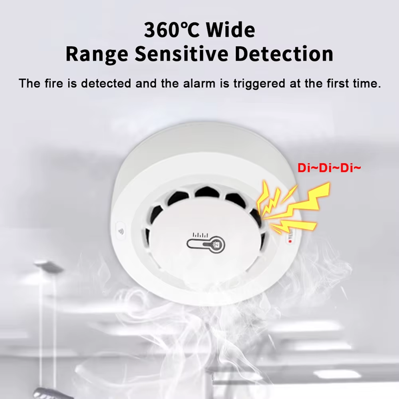 Smart Life Tuya Zigbee Smoke Temperature Humidity Detector Sensor w/ 80db Alarm Sound Speaker | 3V