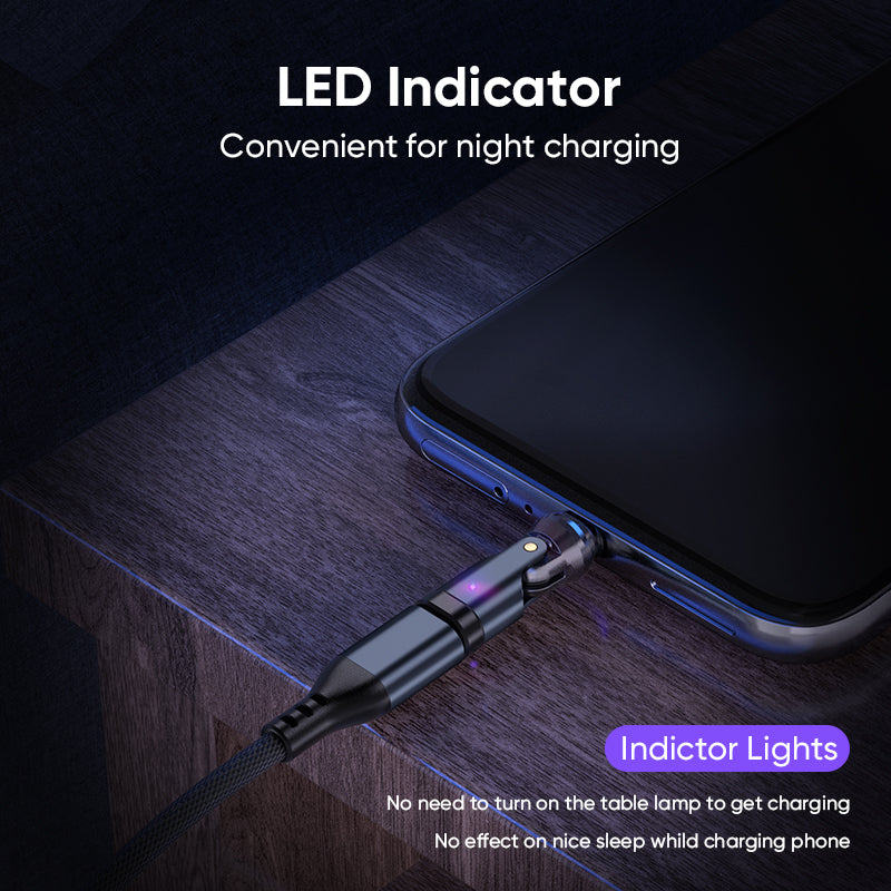 USB C to Magnetic Adaptor | 240W 48V 5A | Data Transfer Fast Charging | 360° 180° Rotatable | Black