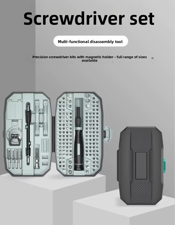 152 in 1 Precision Screwdriver Set w/ 140 Magnetic Bits Tool Kit w/ Carry Case | Black