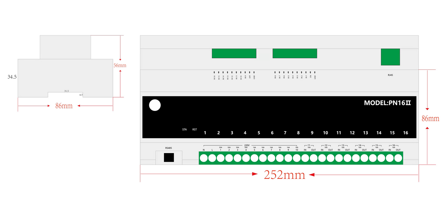 Smart Life Tuya WIFI 16CH Switch Relay | 100V-220V 50A 11KW / 16A 3KW