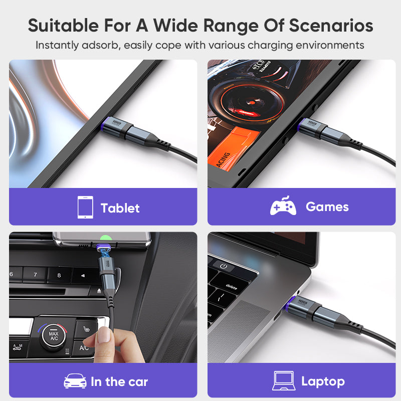 USB-C to USB-C Magnetic Adaptor | USB4 40Gbps 8K | 240W 48V 5A | Data Transfer Fast Charging | Silver