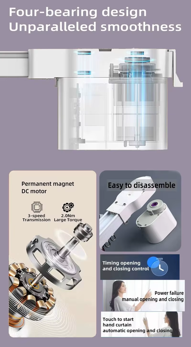 Smart Life Tuya WIFI Curtain Track w/ Motor RGB LED Strip Light & Remote | 2.2m