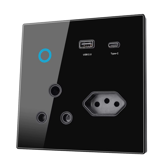 Smart Life Tuya Zigbee 13A 3000W 3 Pin 2 Pin Plug USB Switch w/ Power Monitor (Black)