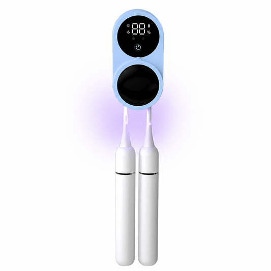 Toothbrush UV Sterilizer & Holder | UVC/UVA Rechargeable Wall Mount | 2 Slot Case| Blue