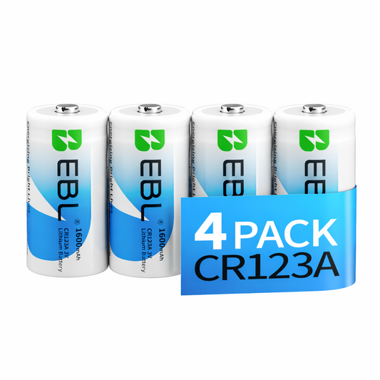 EBL CR123A Lithium Batteries – 3V 1600mAh High‑Power Disposable Cells (4‑Pack)