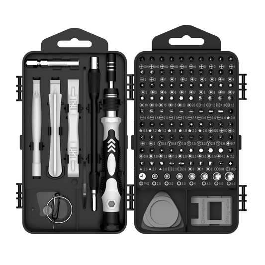 117 in 1 Precision Screwdriver Set w/ 98 Magnetic Bits Tool Kit w/ Carry Case | Grey