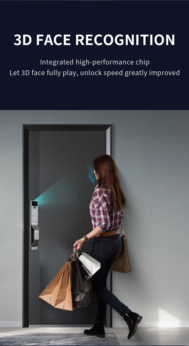 Smart Life Tuya WIFI Door Handle Face Fingerprint Keypad Card Video Doorbell Intercom Lock | DLC949