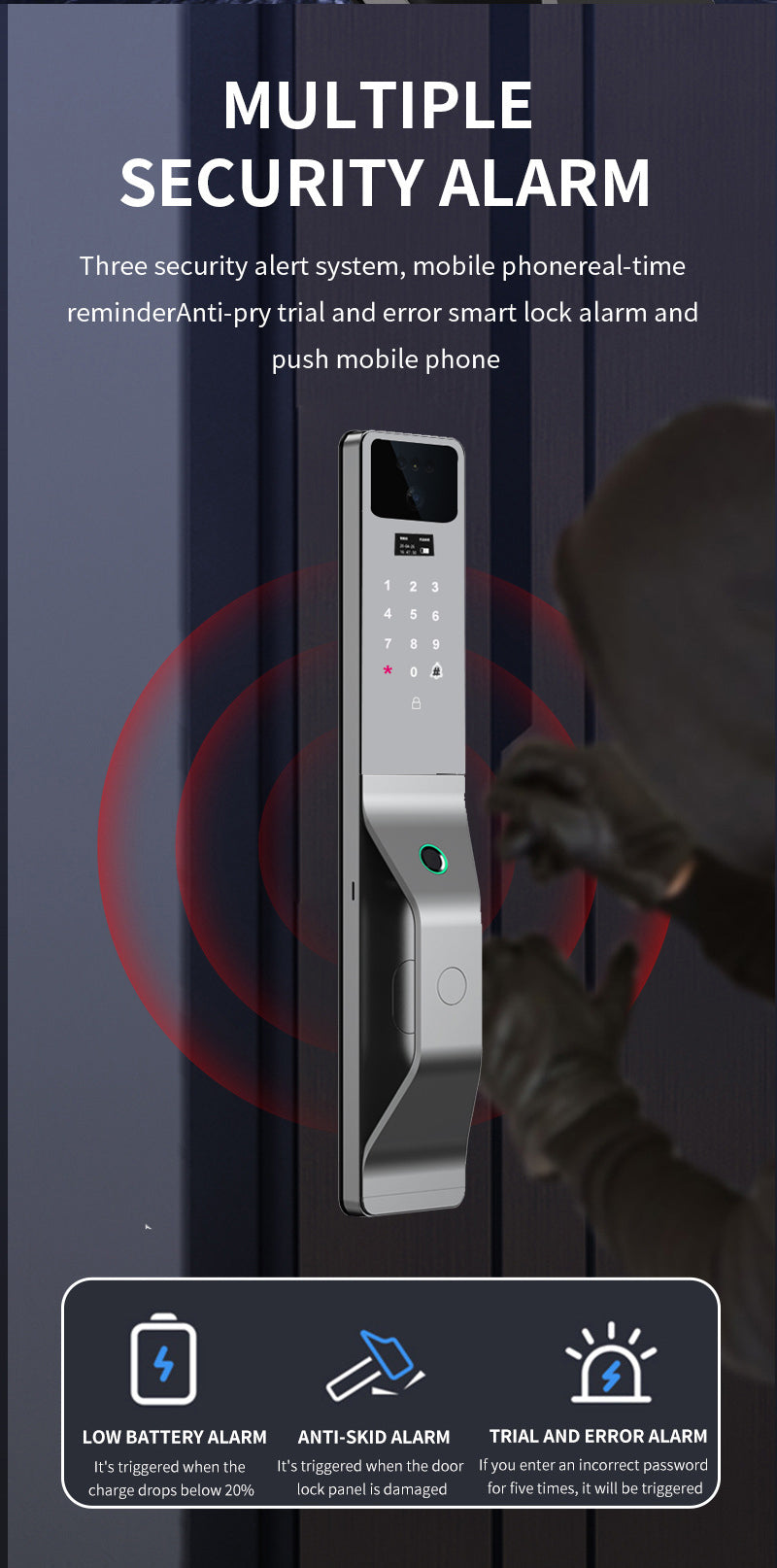 Smart Life Tuya WIFI Door Handle Face Fingerprint Keypad Card Video Doorbell Intercom Lock | DLC949