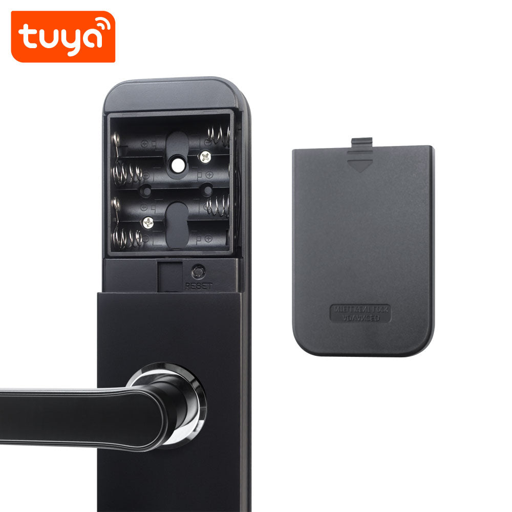 Smart Life Tuya WIFI Access Control Fingerprint Keypad Card Door Handle Lock HR07 (Black)