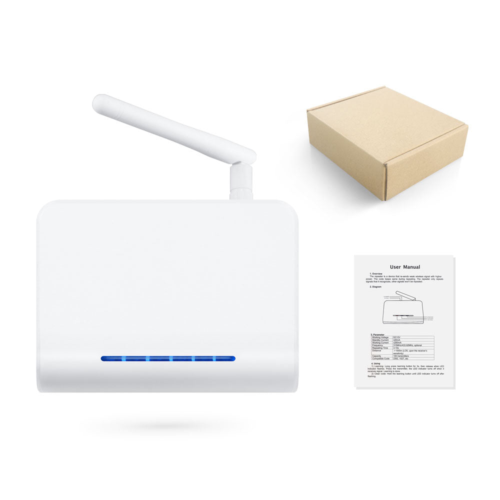 RF433Mhz Radio Signal Repeater Extender w/ Adapter for Alarm System | 12V