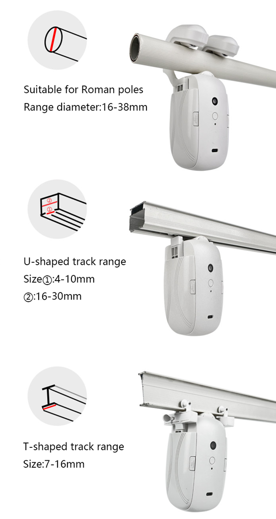 Smart Life Tuya WIFI Curtain Robot Motor for Roman Pole T-Rail U-Rail w/ Remote (Double Opening)