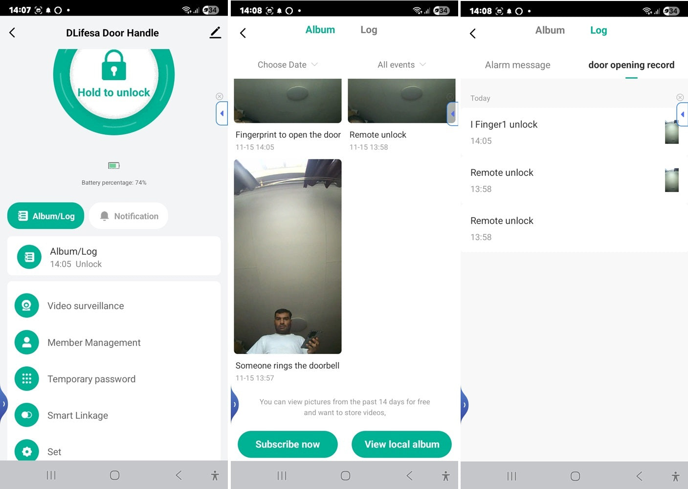 Smart Life Tuya WIFI Door Handle Face Fingerprint Keypad Card Video Doorbell Intercom Lock | F7