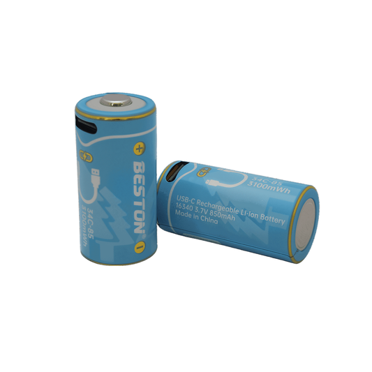 BESTON CR123A USB C Rechargeable Lithium-ion Battery | 16340 | 3.7V | 850mAh | 2 Pack