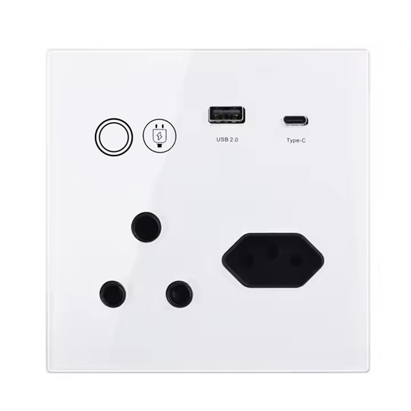 Smart Life Tuya WIFI 20A 4000W 3 Pin 2 Pin Plug USB QC3.0 Switch w/ Power Monitor (White)