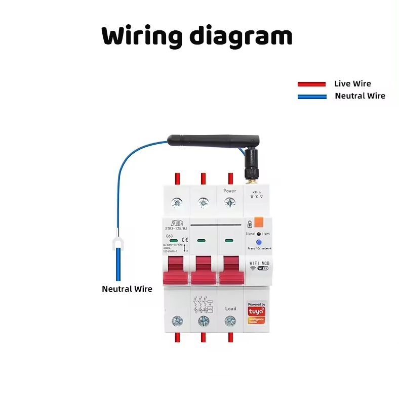 Smart Life Tuya WIFI 3P 230V 63A 13800W 13.8KW MCB Switch Circuit Breaker w/ Power Monitor