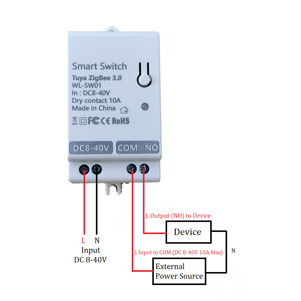 Smart Life Tuya Zigbee 1CH DC8-40V 12V 24V 10A Max Dry Contact Switch ...