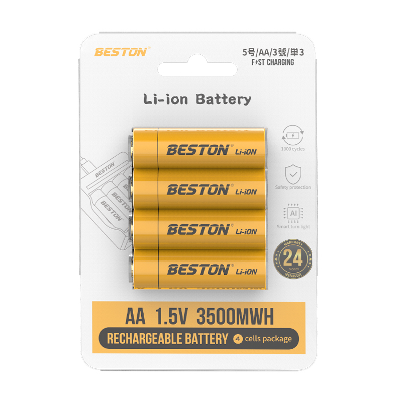 BESTON AA Rechargeable Lithium Battery | 14430 | 1.5V | 2269mAh | 4 Pack