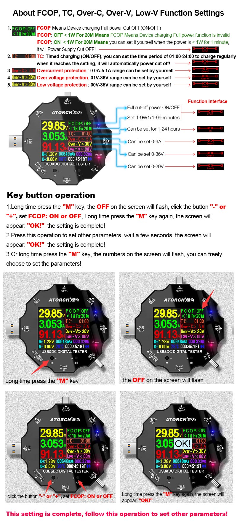 DC5.5 USB tester DC digital voltmeter voltage current ammeter detector QC/PD3.0 18 in 1 + 65W Load