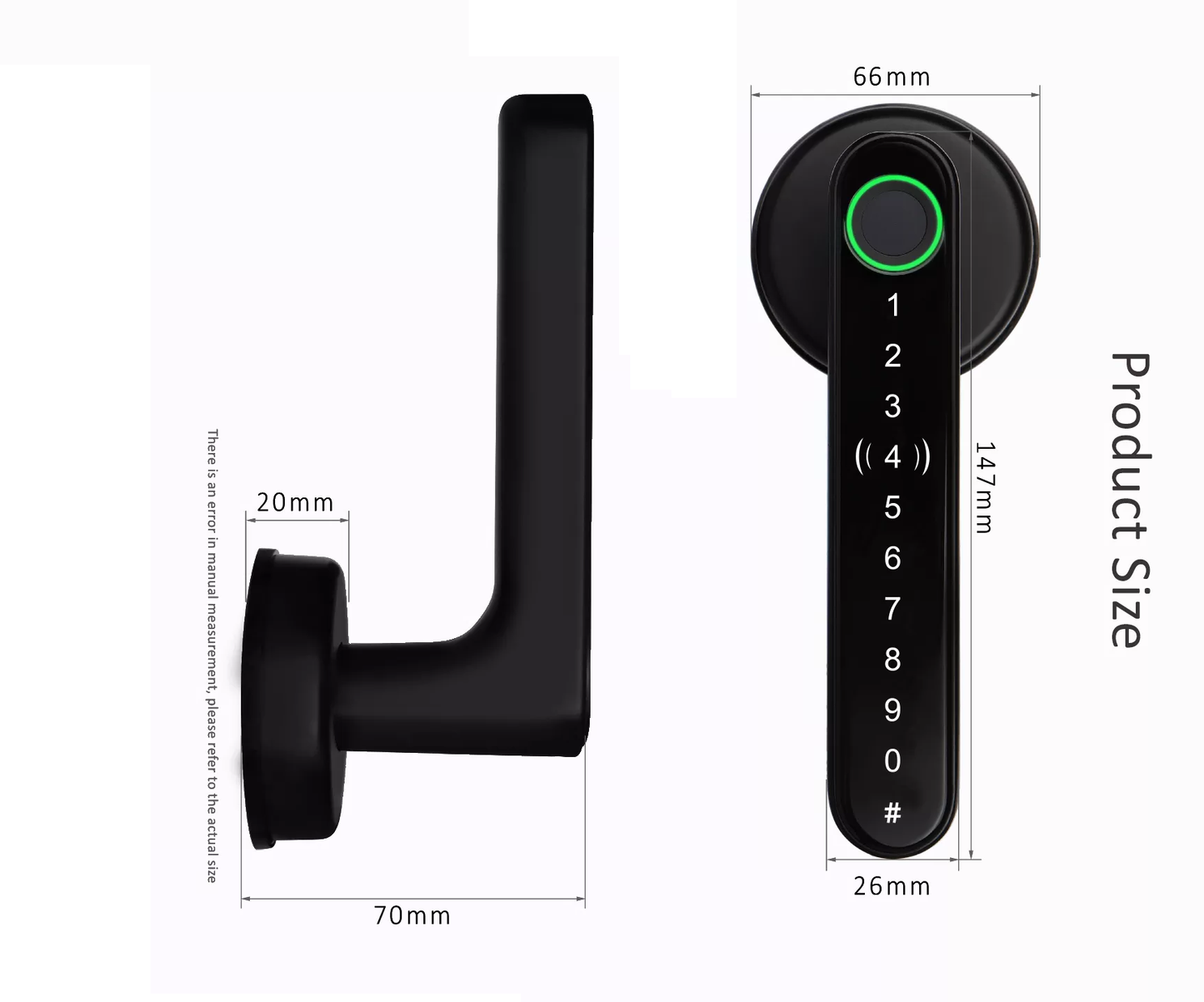 Smart Life Tuya Bluetooth Access Control Fingerprint IC Card Door Handle Lock (Black)