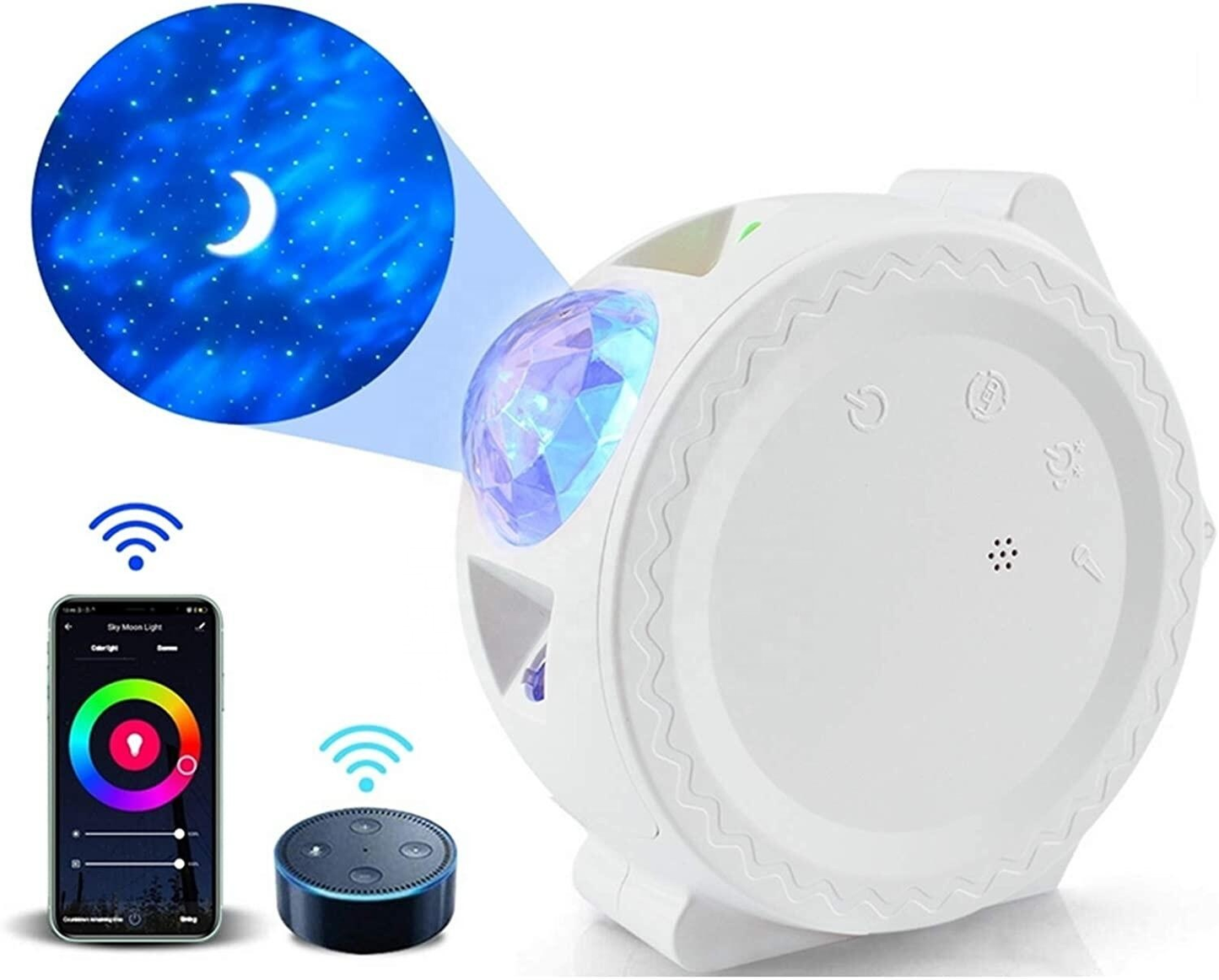 Smart Life Tuya WIFI Sky Moon Star Music LED Light Projector | RGB | White