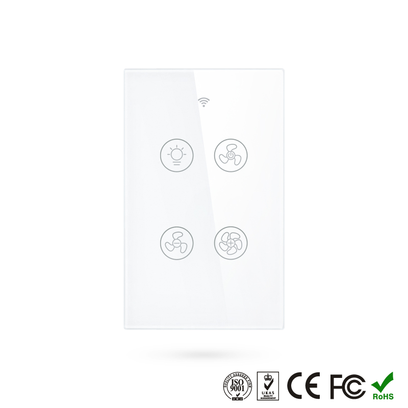 WIFI Control Smart Life Tuya US LED Fan & Light Smart Switch with RF43